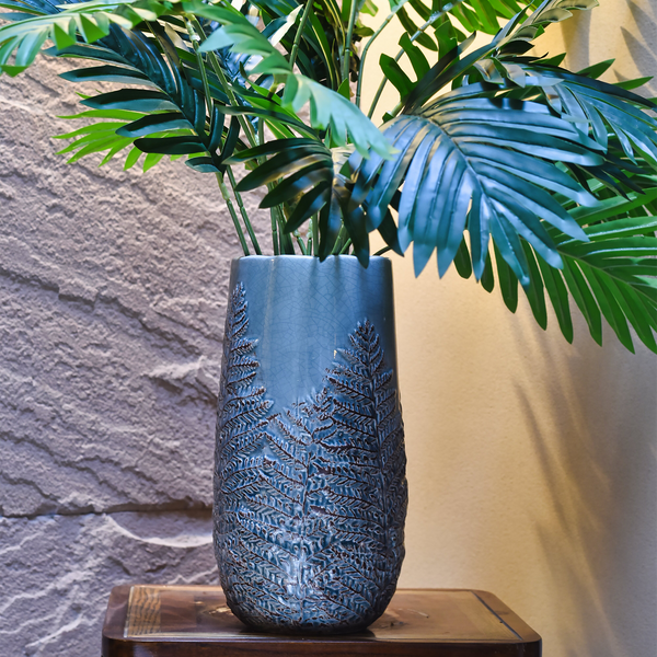 Vase - Leaf Pattern (Blue)